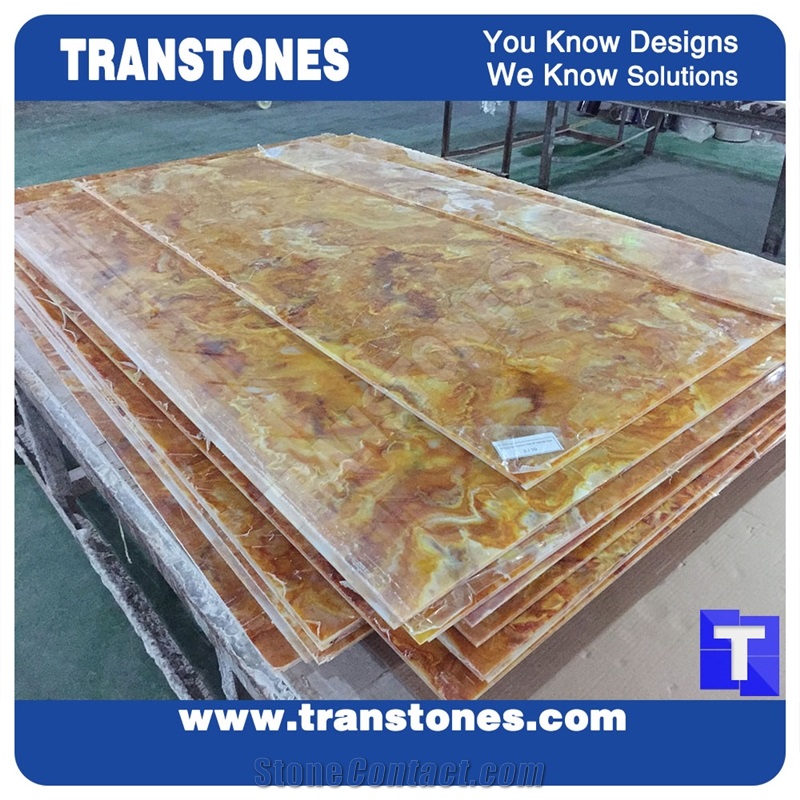 Golden Yellow Artificial Marble Slab Tiles