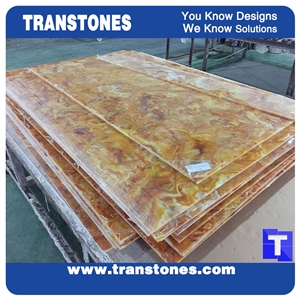 Golden Yellow Artificial Marble Slab Tiles