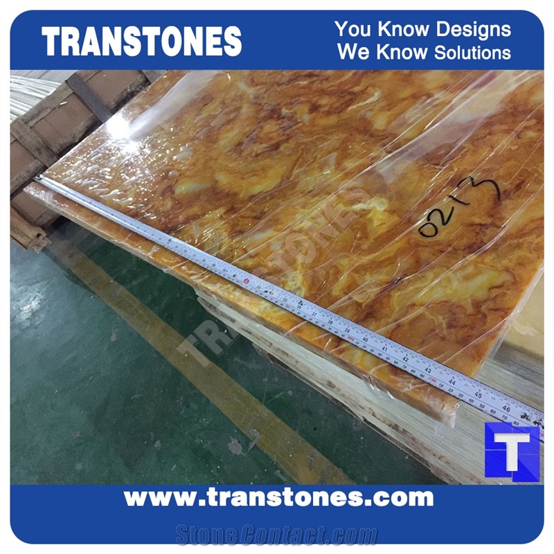 Golden Yellow Artificial Marble Slab Tiles