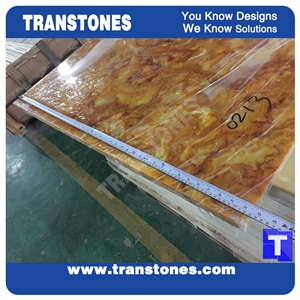 Golden Yellow Artificial Marble Slab Tiles