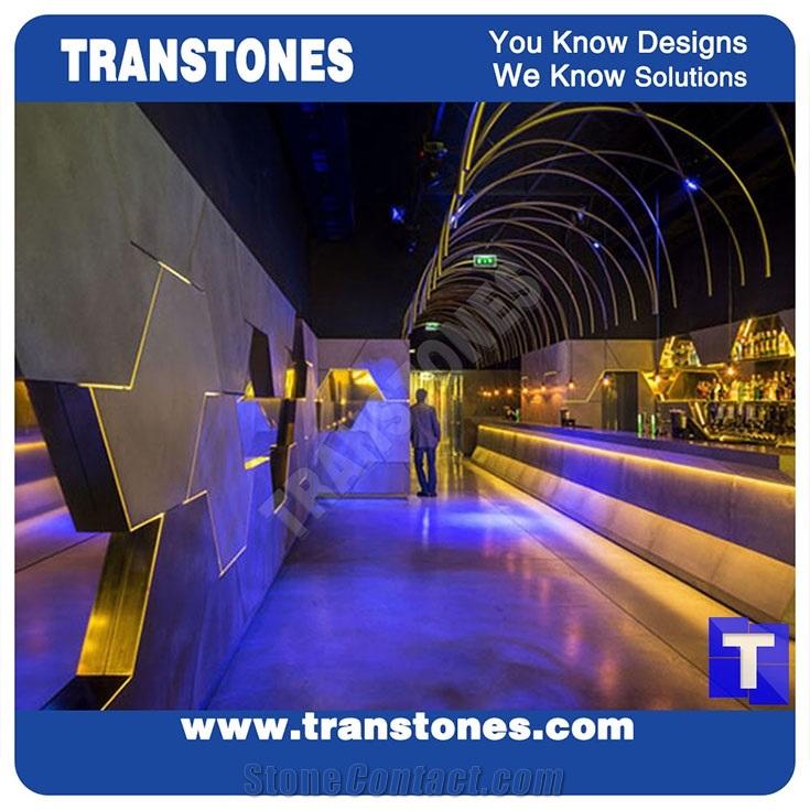 Grey Artificial Quartz Stones Hotel Commercial Bar Top