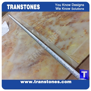 Honed Yellow Golden Shell Rose Artificial Onyx Slabs