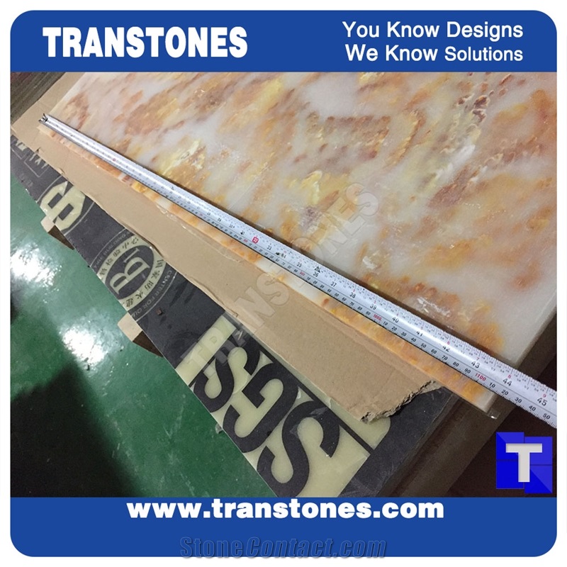 Honed Yellow Golden Shell Rose Artificial Onyx Slabs
