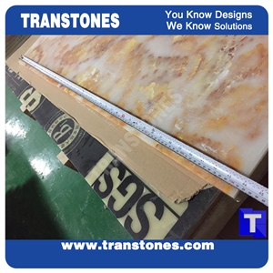 Honed Yellow Golden Shell Rose Artificial Onyx Slabs