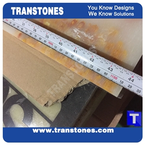 Honed Yellow Golden Shell Rose Artificial Onyx Slabs