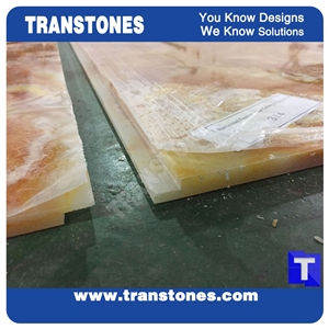 Polished Rainbow Yellow Golden Faux Onyx Tabletops