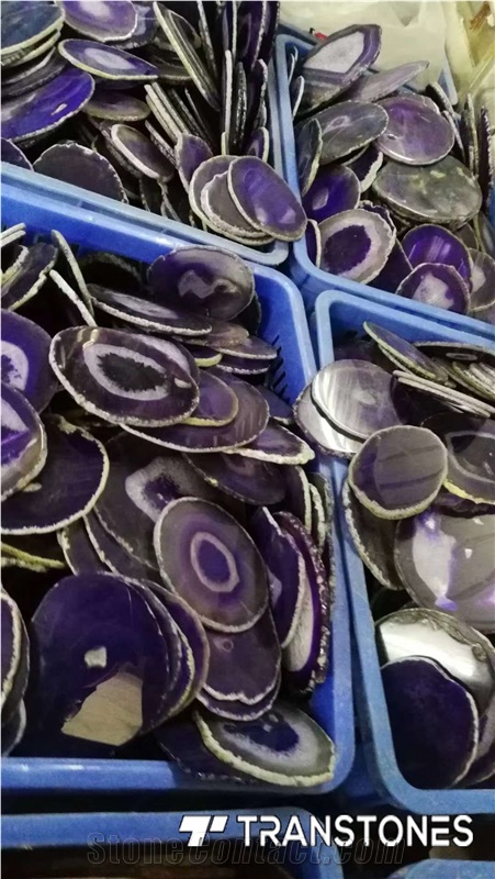 Purple Agate Translucent Natural Stone for Decors