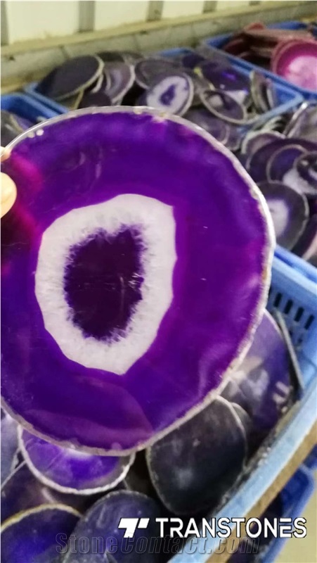 Purple Agate Translucent Natural Stone for Decors