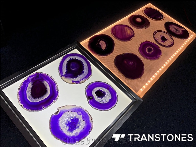 Purple Agate Translucent Natural Stone for Decors