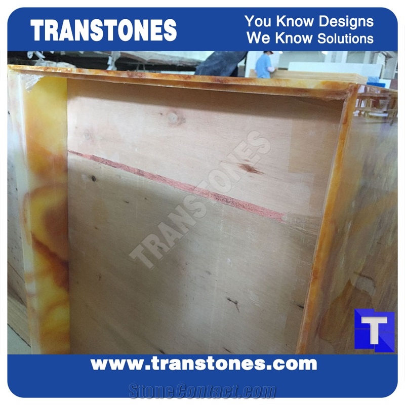 Rainbow Yellow Acrylic Faux Marble Slab for Countertops