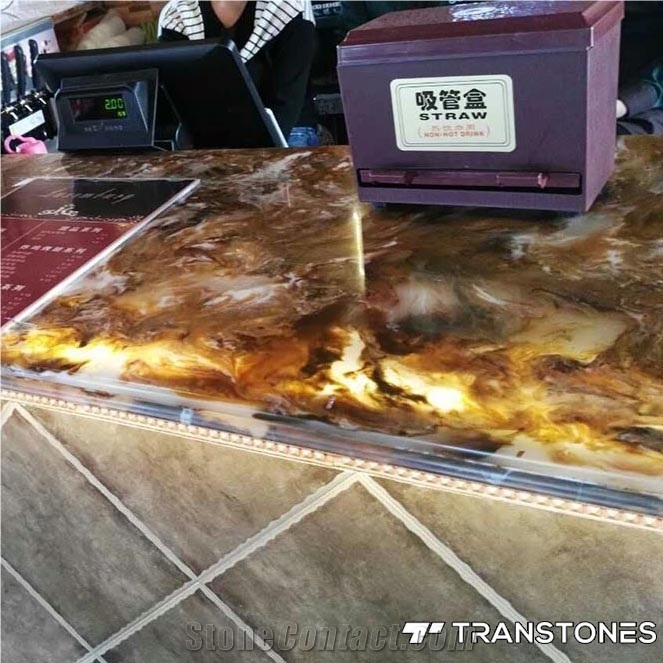 Translucent Artificial Sheet Onyx Bar Top