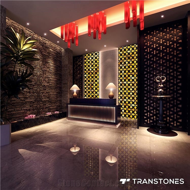 Translucent Artificial Wooden Onyx Stone Building Wall Panel