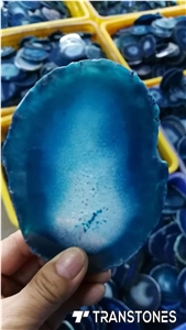 Translucent Blue Agate Sheet Reception Top Decors