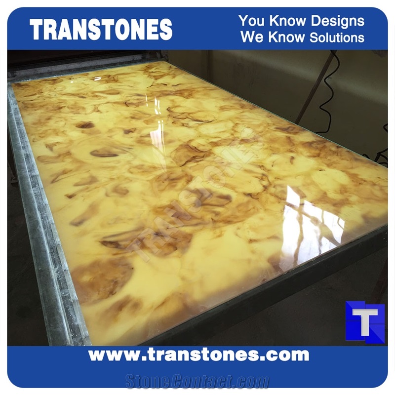 Translucent Engineered Arzo Giallo Stones