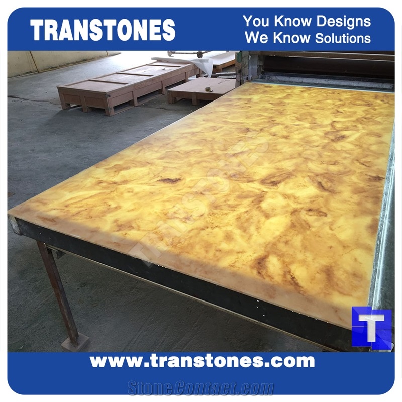Translucent Engineered Arzo Giallo Stones