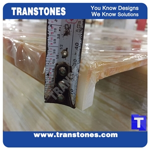 Translucent Yellow Spray Wave Faux Onyx Reception Counter