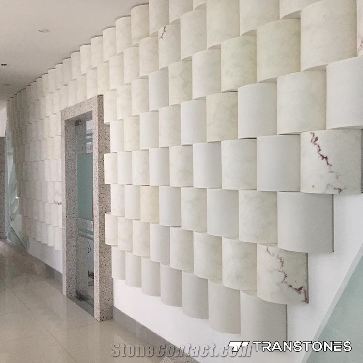 White Column Artificial Onyx Marble Building Stone
