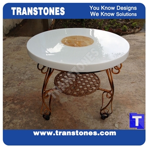 White Faux Alabaster Stone Retro Coffee Desk/Top