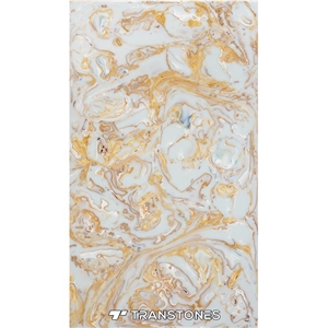 White Faux Stone Panel Polished Slab for Wall Tile