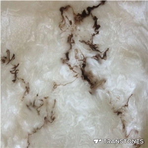 White Translucent Faux Stone Wall Column Design