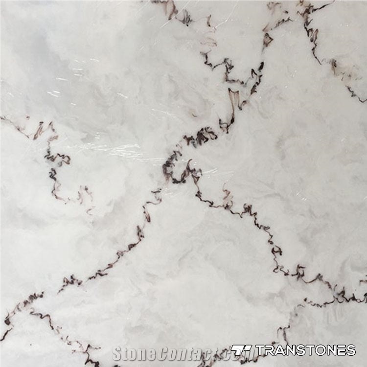 White Translucent Faux Stone Wall Column Design