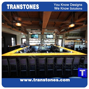 Yellow Artificial Onyx Club Reception Bar Top