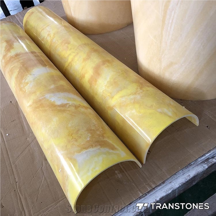 Yellow Backlit Resin Panel Lighting Column Design