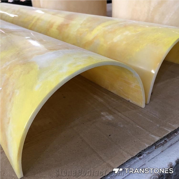 Yellow Backlit Resin Panel Lighting Column Design