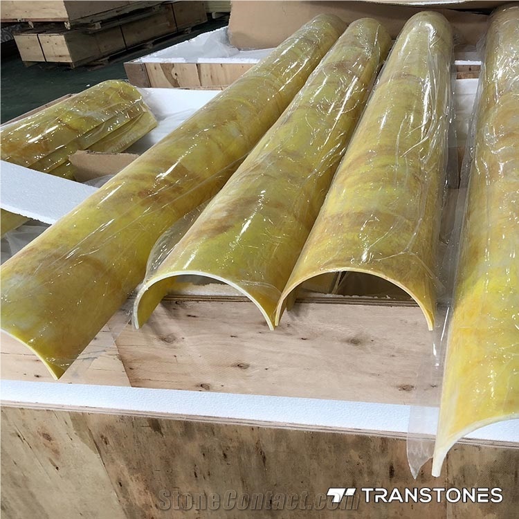 Yellow Backlit Resin Panel Lighting Column Design