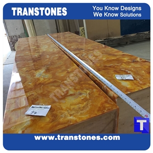 Yellow Spray Wave Faux Onyx Furniture Tabletops