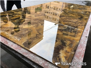 Yellow Translucent Black Vein Faux Alabaster Stone