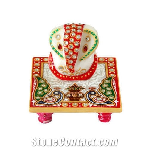 Marble Ganesh with Chowki