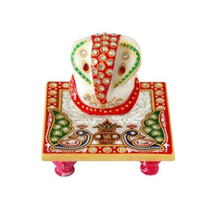 Marble Ganesh with Chowki