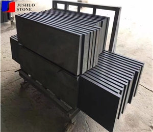 Basalt, Hainan Black,Honed Dark Cast Stone Stairs