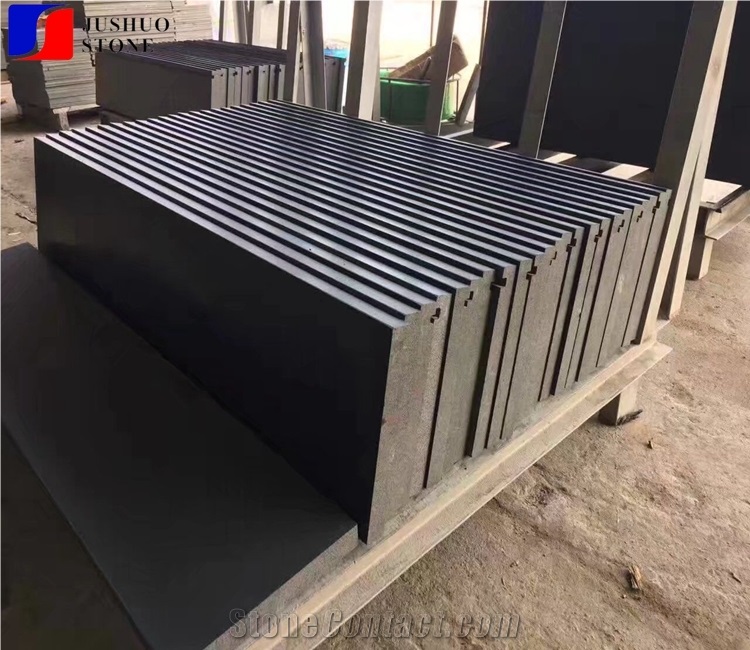 Basalt, Hainan Black,Honed Dark Cast Stone Stairs