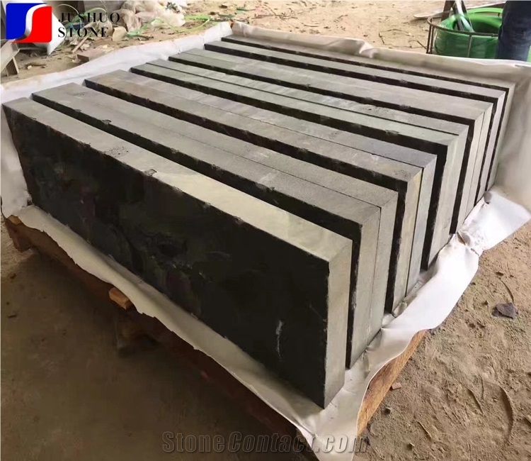 Chinese Natural Split Hainan Black Basalt Kerbs