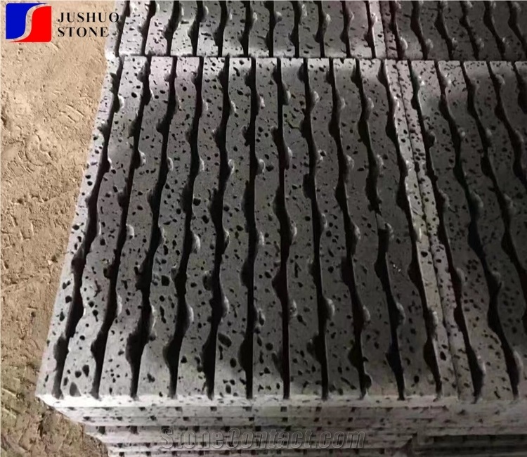 Chiseled Hainan Black Basalt/Lava Stone Wall Tiles