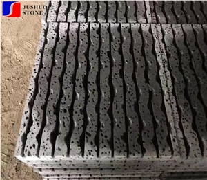 Chiseled Hainan Black Basalt/Lava Stone Wall Tiles