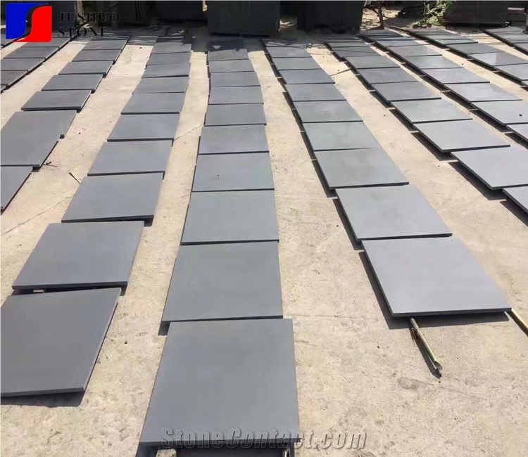 Honed Grey Hainan Basalt Machin Cutting Tiles