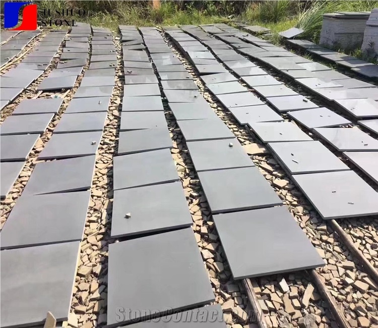 Honed Grey Hainan Basalt Machin Cutting Tiles