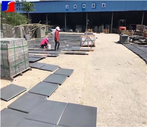 Honed Grey Hainan Basalt Machin Cutting Tiles