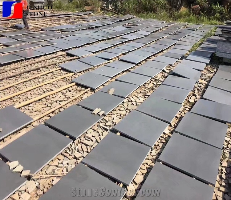 Honed Grey Hainan Basalt Machin Cutting Tiles