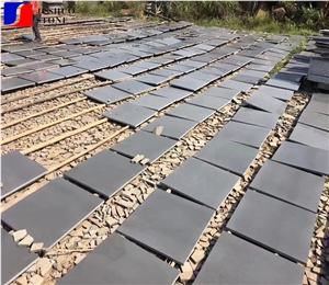 Honed Grey Hainan Basalt Machin Cutting Tiles