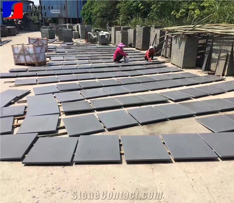 Honed Grey Hainan Basalt Machin Cutting Tiles