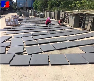 Honed Grey Hainan Basalt Machin Cutting Tiles
