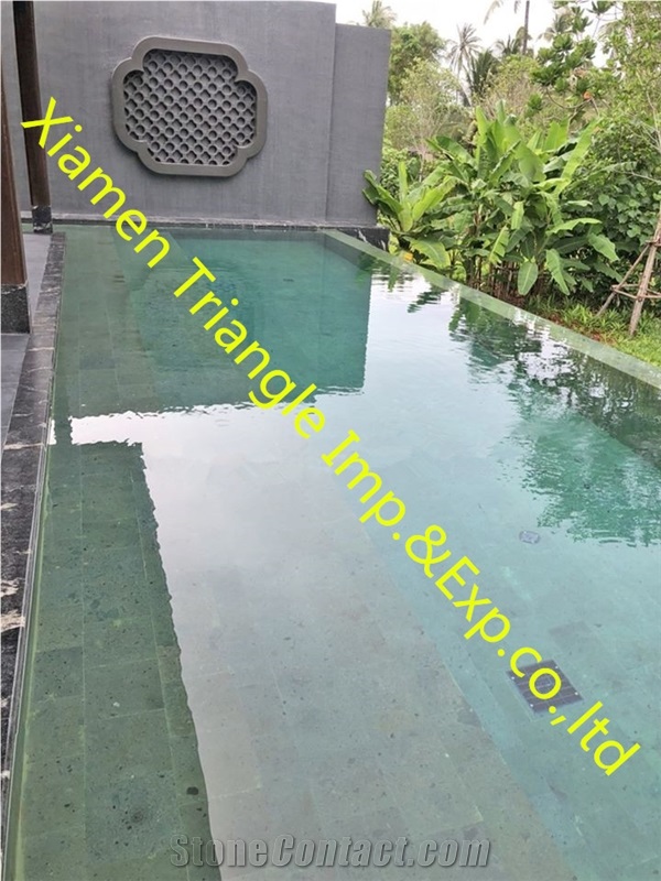 China Sukabumi Green Stone Pool Coping Project
