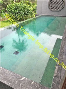China Sukabumi Green Stone Pool Coping Project