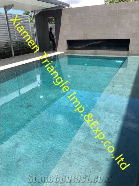 China Sukabumi Green Stone Pool Coping Project
