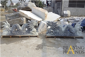 Hand Carved Marble Dragon, Natural Stone Sculpture