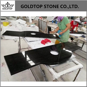 Indian Absolute Black Prefab Granite Bath Tops